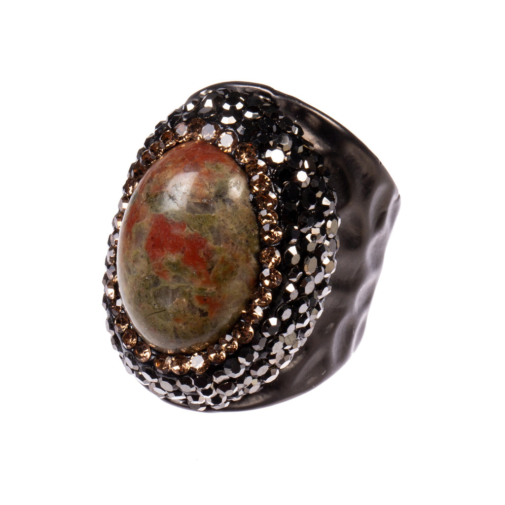Unakite Pavé Cocktail Ring R2535 - view 3