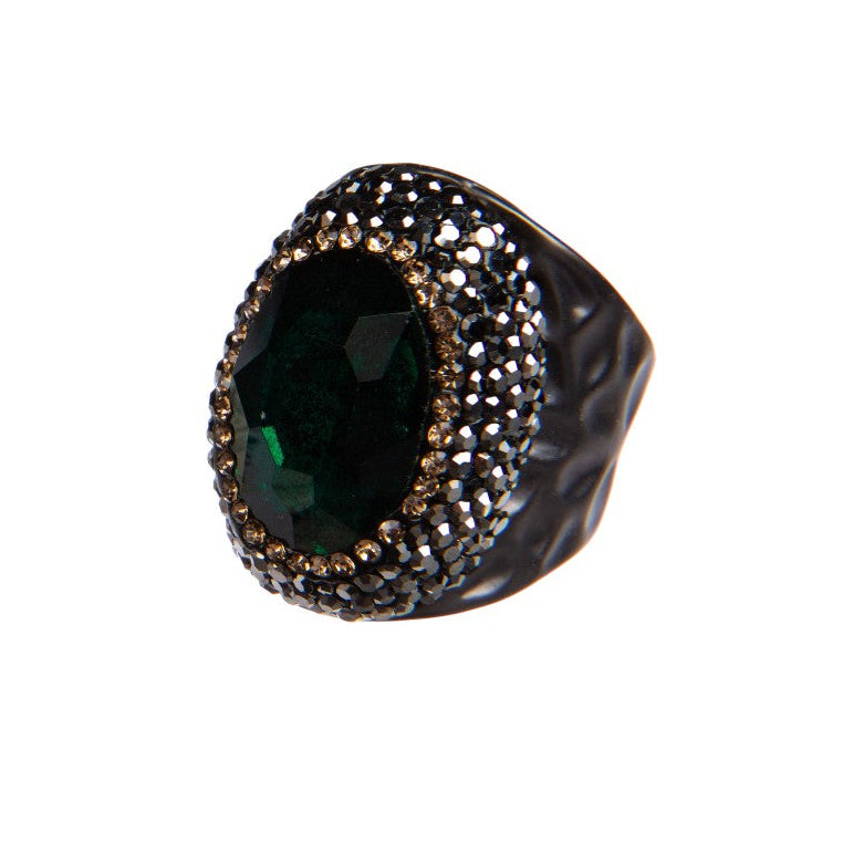 Glass Pavé Cocktail Ring R2543-Silver R2543