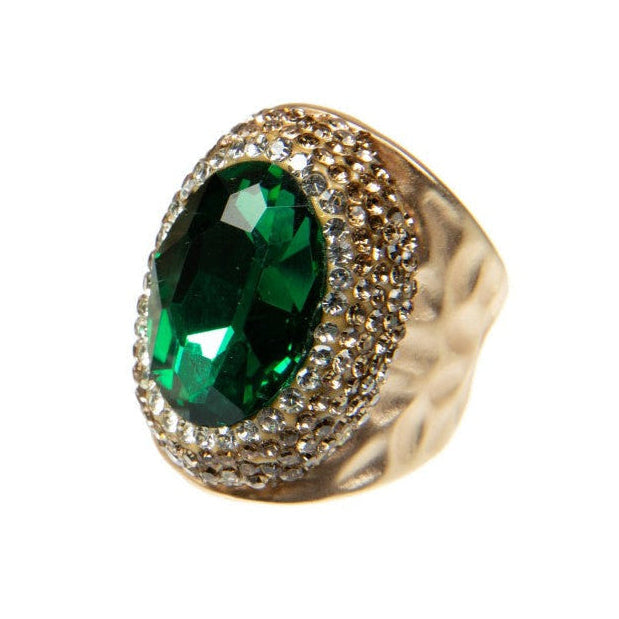 Glass Pavé Cocktail Ring R2543-Silver R2543