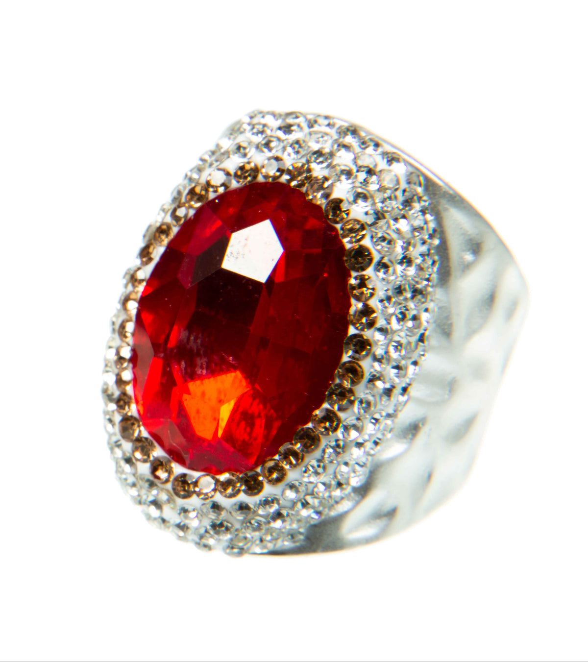 Glass Pavé Cocktail Ring R2543-Silver R2543