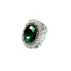 Glass Pavé Cocktail Ring R2543-Silver R2543