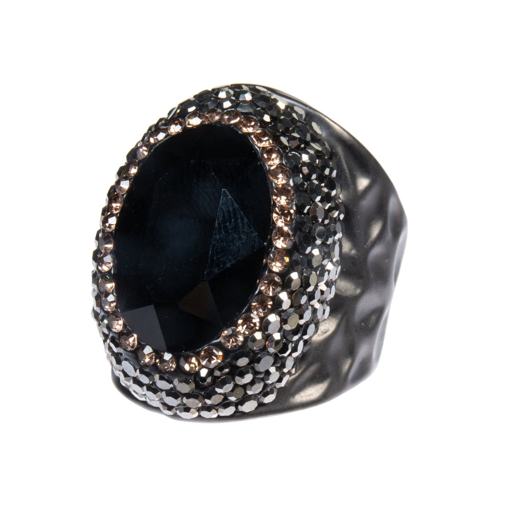 Glass Pavé Cocktail Ring R2543-Silver R2543