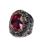 Glass Pavé Cocktail Ring R2543-Silver R2543