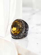 Glass Pavé Cocktail Ring R2543-Silver R2543