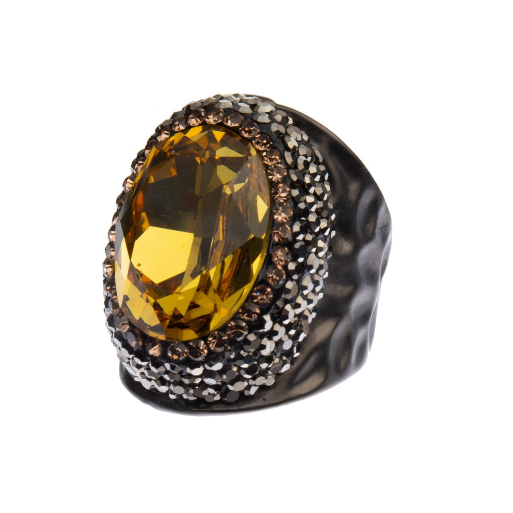 Glass Pavé Cocktail Ring R2543-Silver R2543