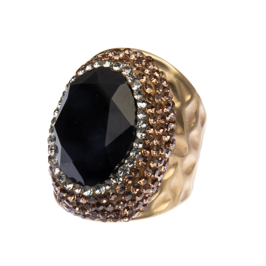 Glass Pavé Cocktail Ring R2543-Gold
