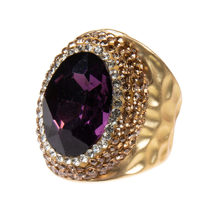Glass Pavé Cocktail Ring R2543-Gold