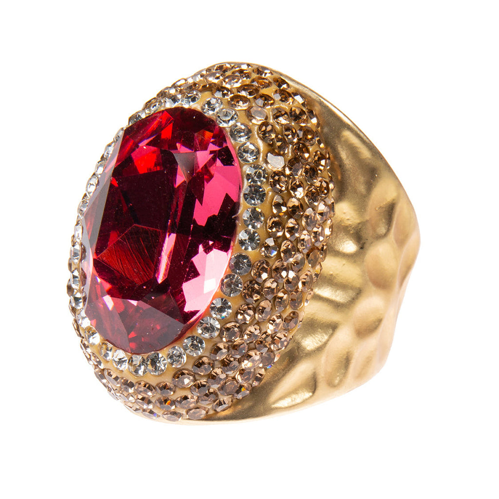 Glass Pavé Cocktail Ring R2543-Silver R2543