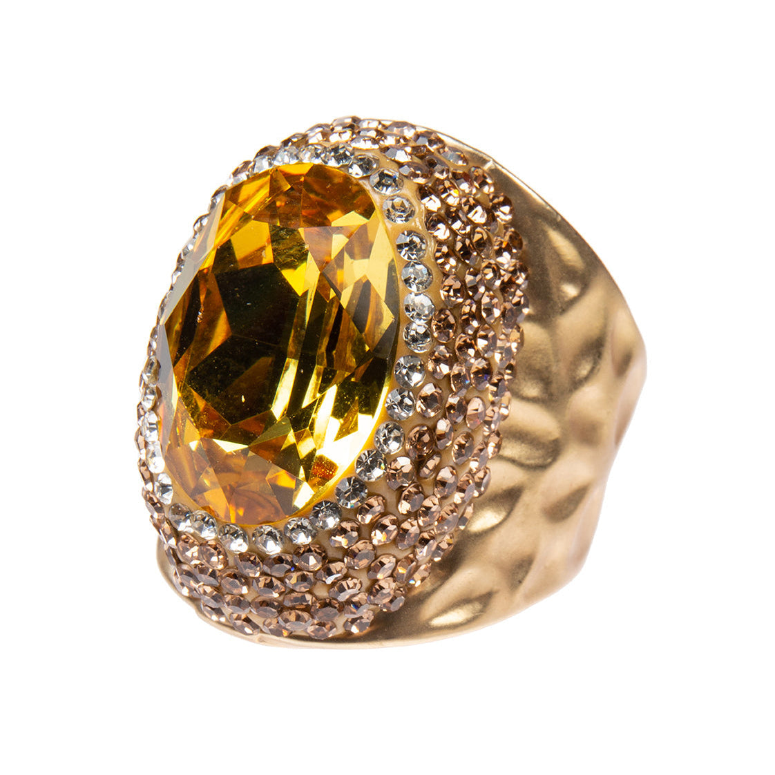 Glass Pavé Cocktail Ring R2543-Gold - view 2