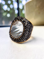 Freshwater Pearl Pavé Cocktail Ring R2545 - view 2