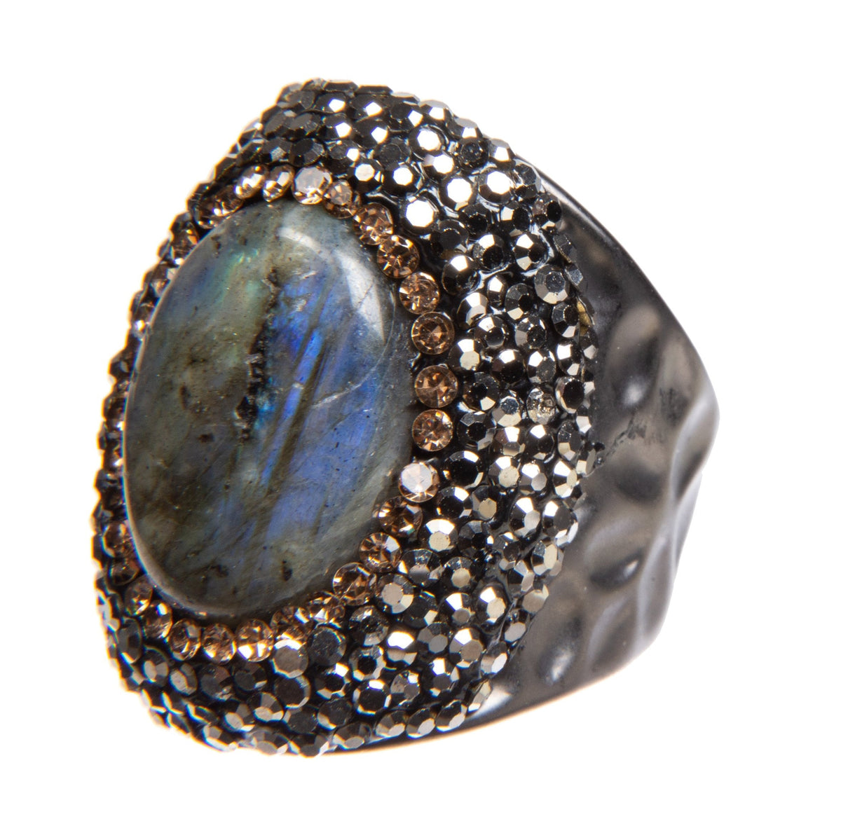 Labradorite Pavé Cocktail Ring R2546 - view 2