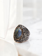 Labradorite Pavé Cocktail Ring R2546