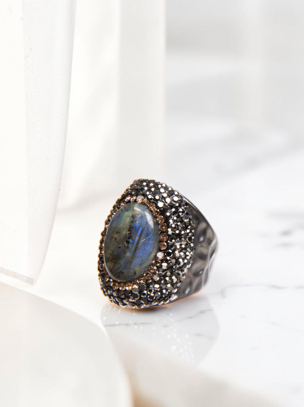 Labradorite Pavé Cocktail Ring R2546