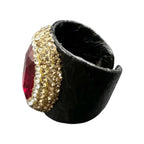 Glass Rhinestone Leather Rings R2576