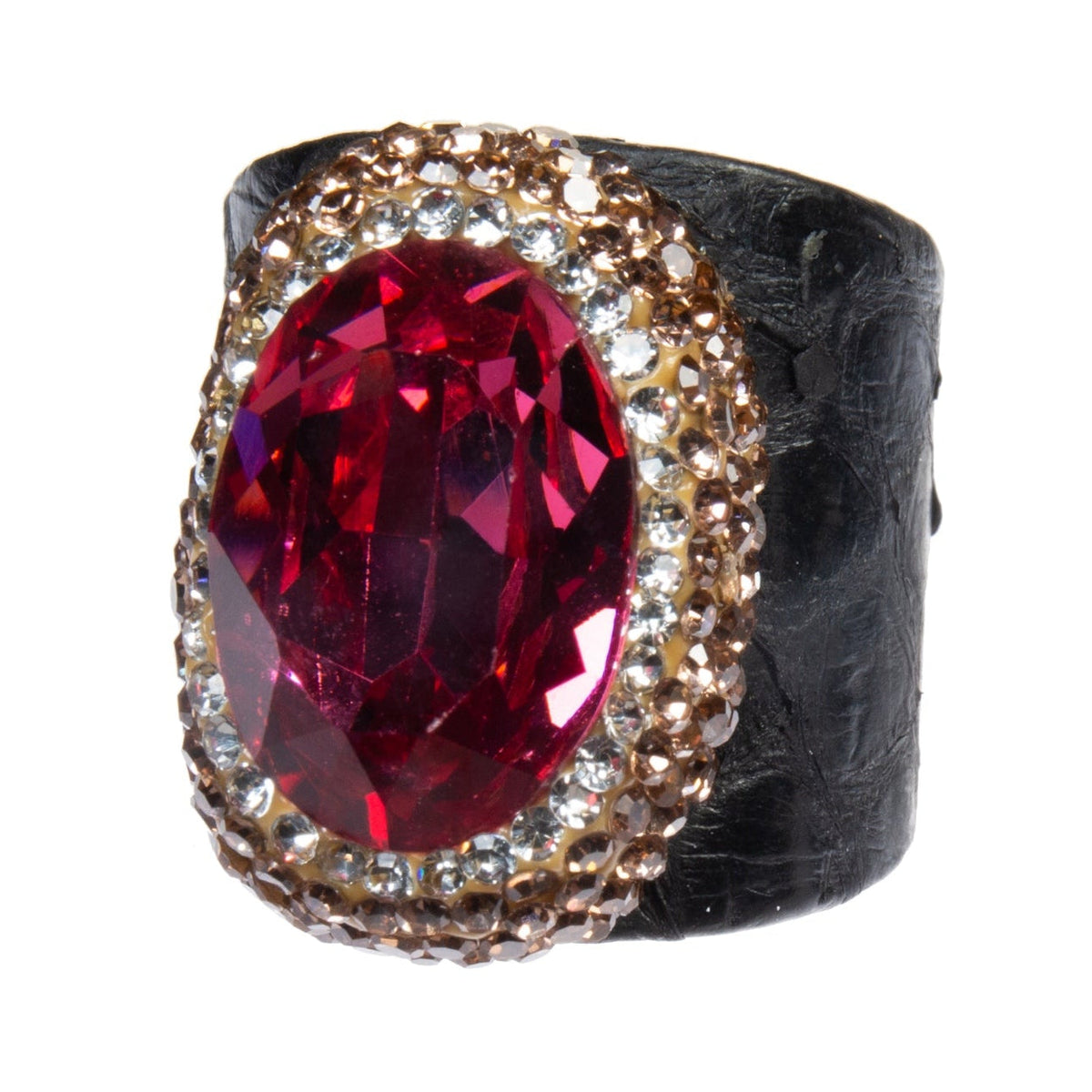 Glass Rhinestone Leather Rings R2576