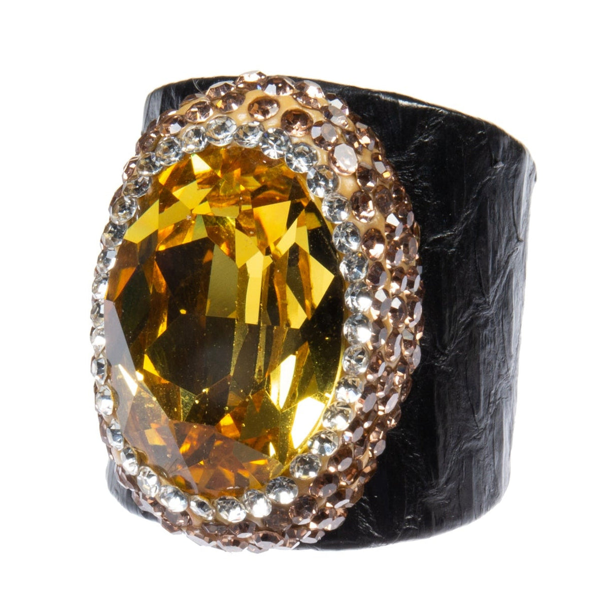 Glass Rhinestone Leather Rings R2576