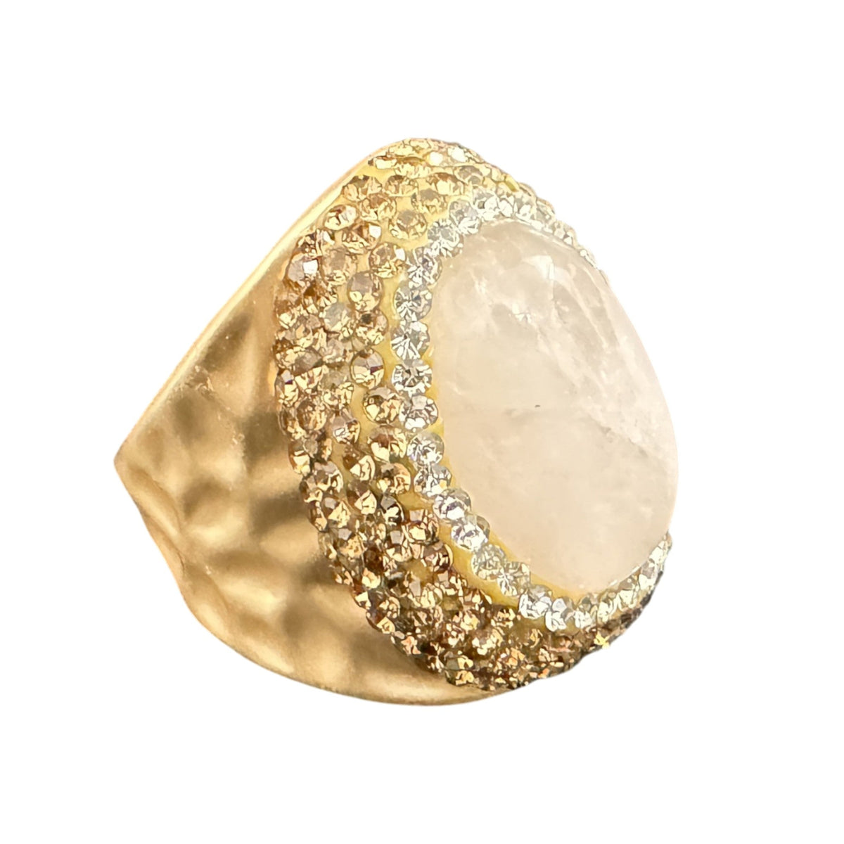 Rose Quartz Rhinestone Pavé Cocktail Ring R2584 - view 5