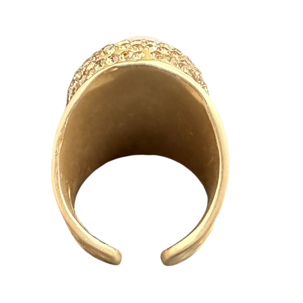Rose Quartz Rhinestone Pavé Cocktail Ring R2584 - view 6