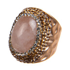 Rose Quartz Rhinestone Pavé Cocktail Ring R2584 - view 4