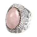 Rose Quartz Rhinestone Pavé Cocktail Ring R2584