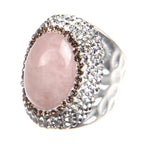 Rose Quartz Rhinestone Pavé Cocktail Ring R2584