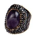 Amethyst Rhinestone Pavé Cocktail Ring R2586 - view 4