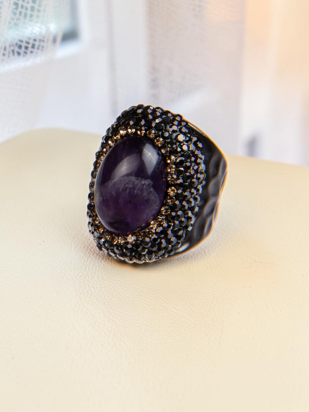 Amethyst Rhinestone Pavé Cocktail Ring R2586