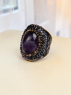 Amethyst Rhinestone Pavé Cocktail Ring R2586