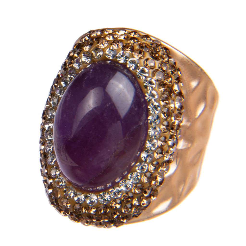 Amethyst Rhinestone Pavé Cocktail Ring R2586 - view 3