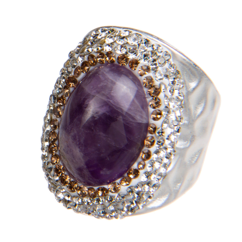 Amethyst Rhinestone Pavé Cocktail Ring R2586