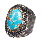 Blue Emperor Jasper Pavé Cocktail Ring R2593