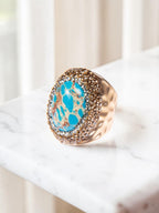 Blue Emperor Jasper Pavé Cocktail Ring R2593