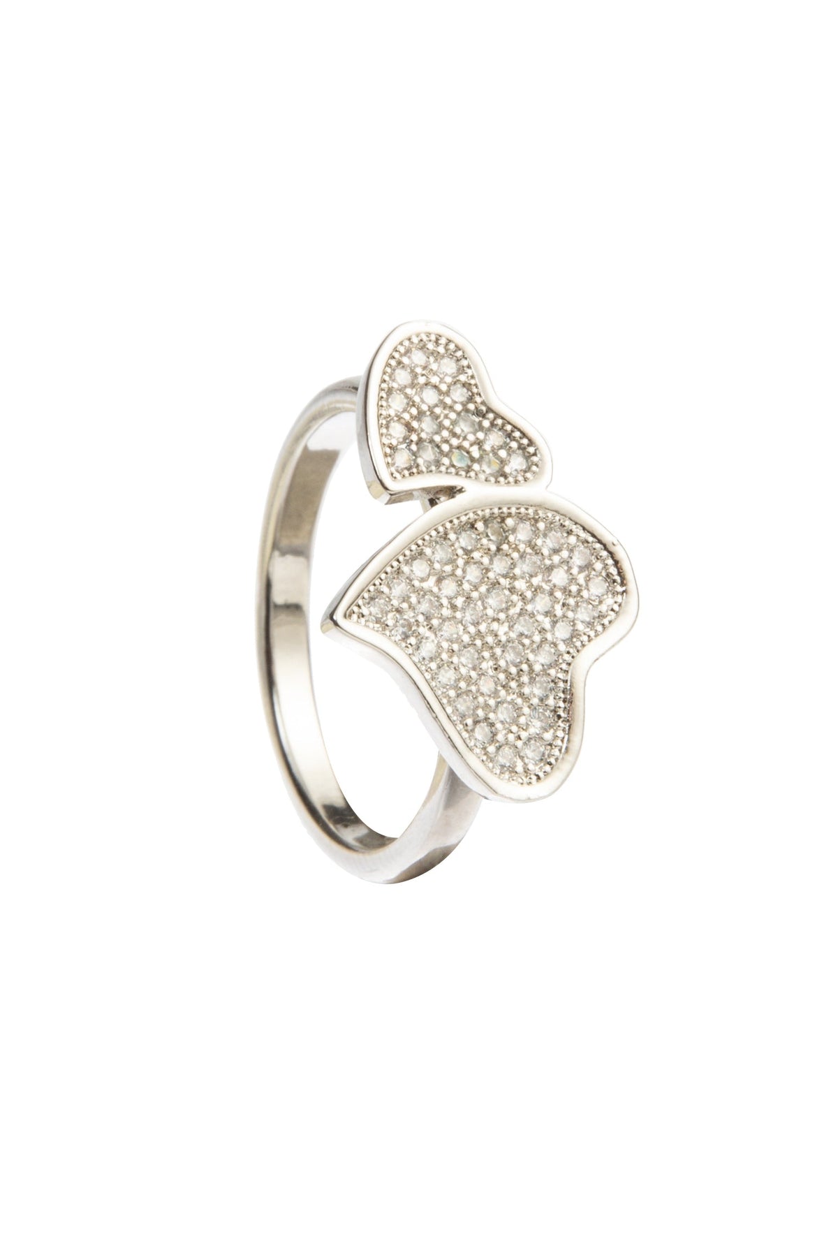 Double Heart Alloy Cubic Zirconia Ring R2643