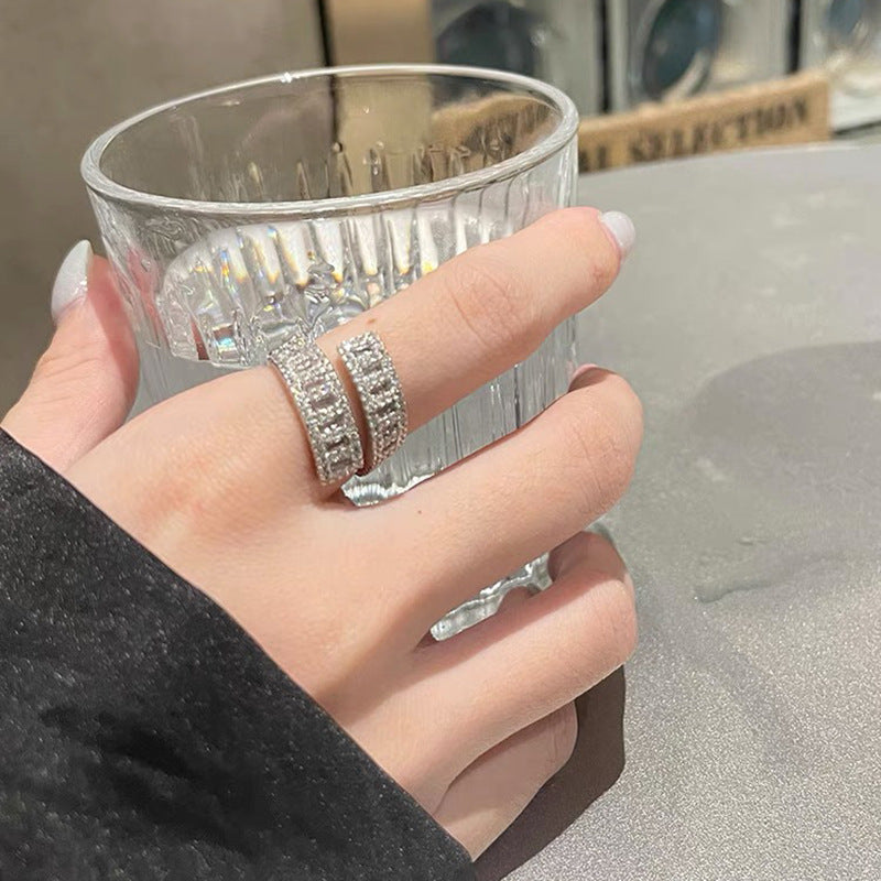 Rail Cubic Zirconia Alloy Flower Ring R2651