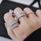 Rail Cubic Zirconia Alloy Flower Ring R2651