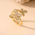 Double Butterfly Alloy Cubic Zirconia Ring R2656