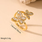 Double Butterfly Alloy Cubic Zirconia Ring R2656