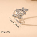Double Butterfly Alloy Cubic Zirconia Ring R2656