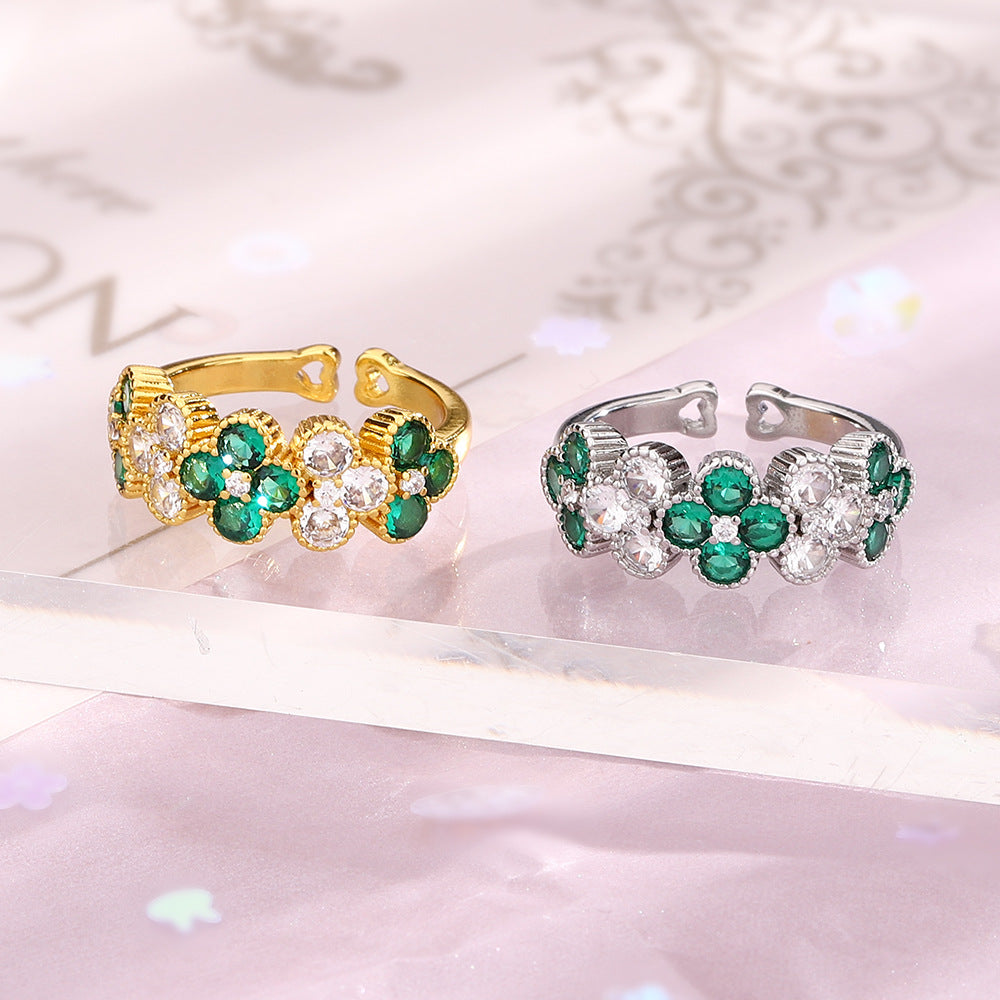 Clover Rhinestone Ring R2662