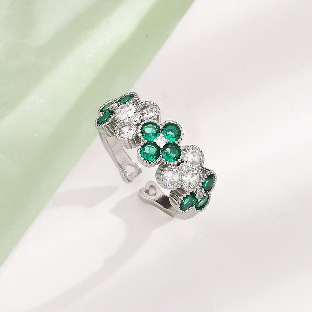 Clover Rhinestone Ring R2662