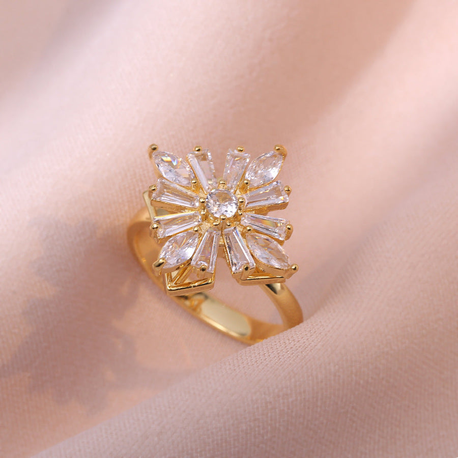 Precious Flower Alloy Cubic Zirconia Ring R2674