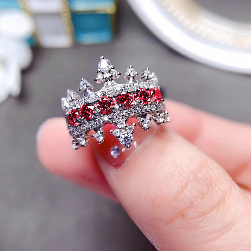 Crown Cubic Zirconia Alloy Flower Ring R2703