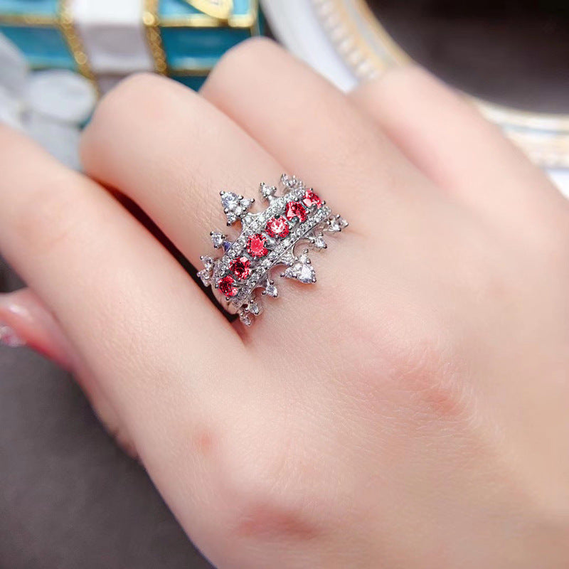 Crown Cubic Zirconia Alloy Flower Ring R2703