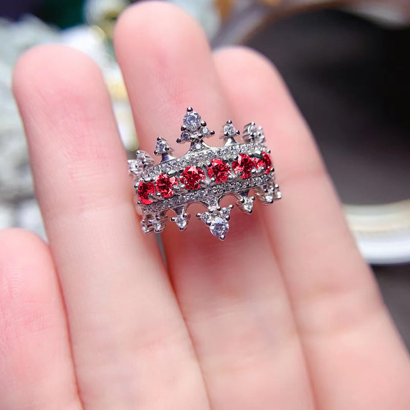 Crown Cubic Zirconia Alloy Flower Ring R2703