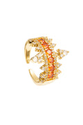 Crown Cubic Zirconia Alloy Flower Ring R2703