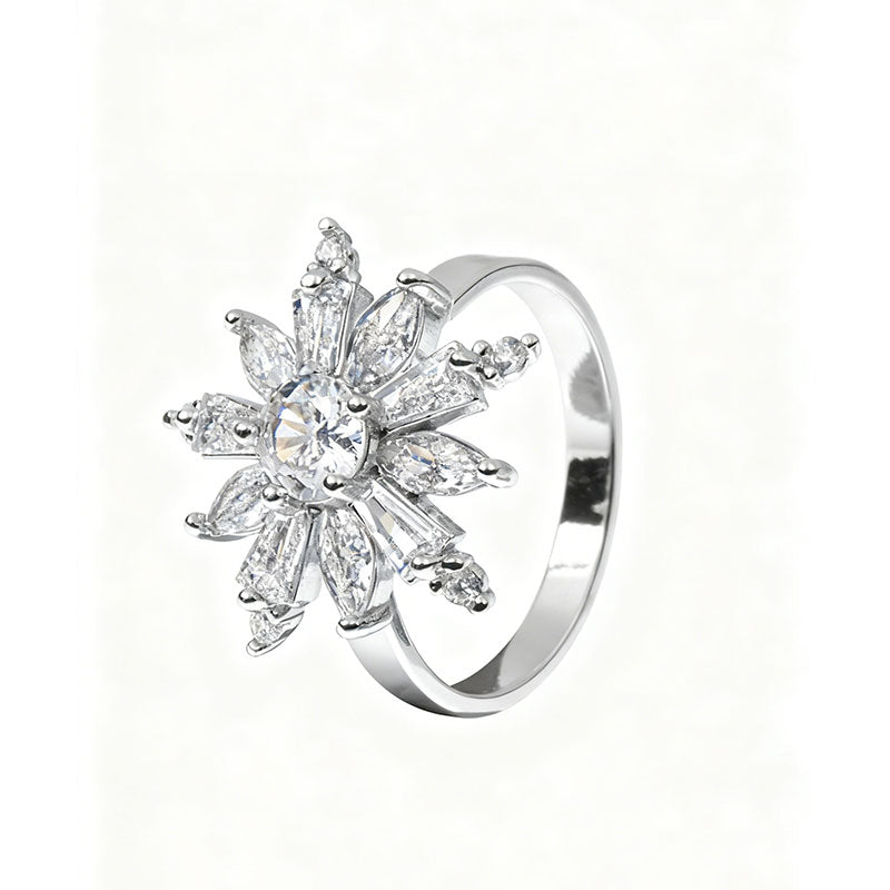 Flower Cubic Zirconia Alloy Ring R2709