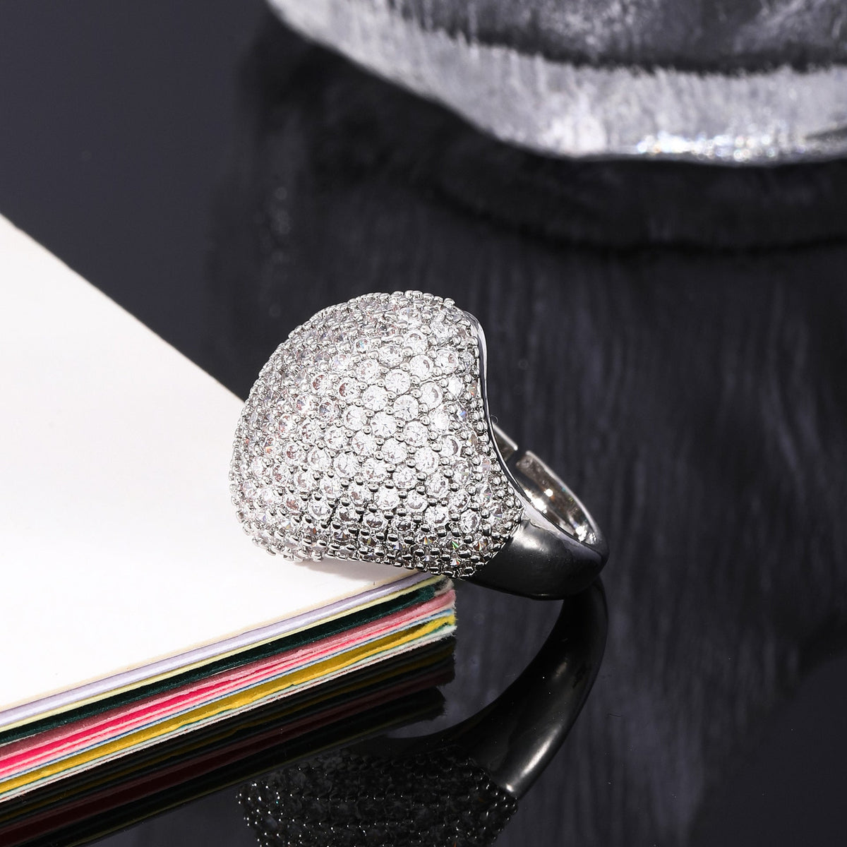 Row-type Cubic Zirconia Alloy Flower Ring R2712