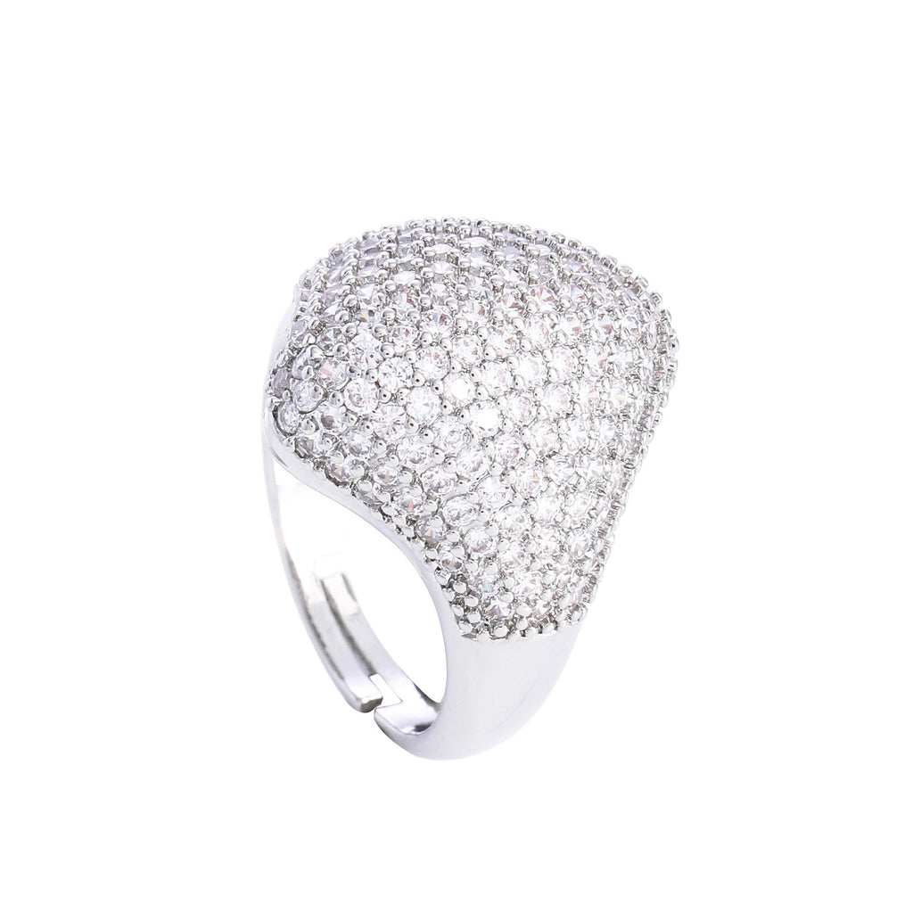 Row-type Cubic Zirconia Alloy Flower Ring R2712