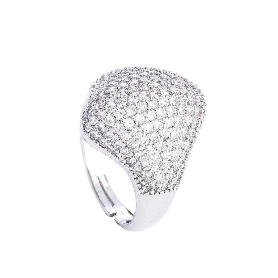 Row-type Cubic Zirconia Alloy Flower Ring R2712