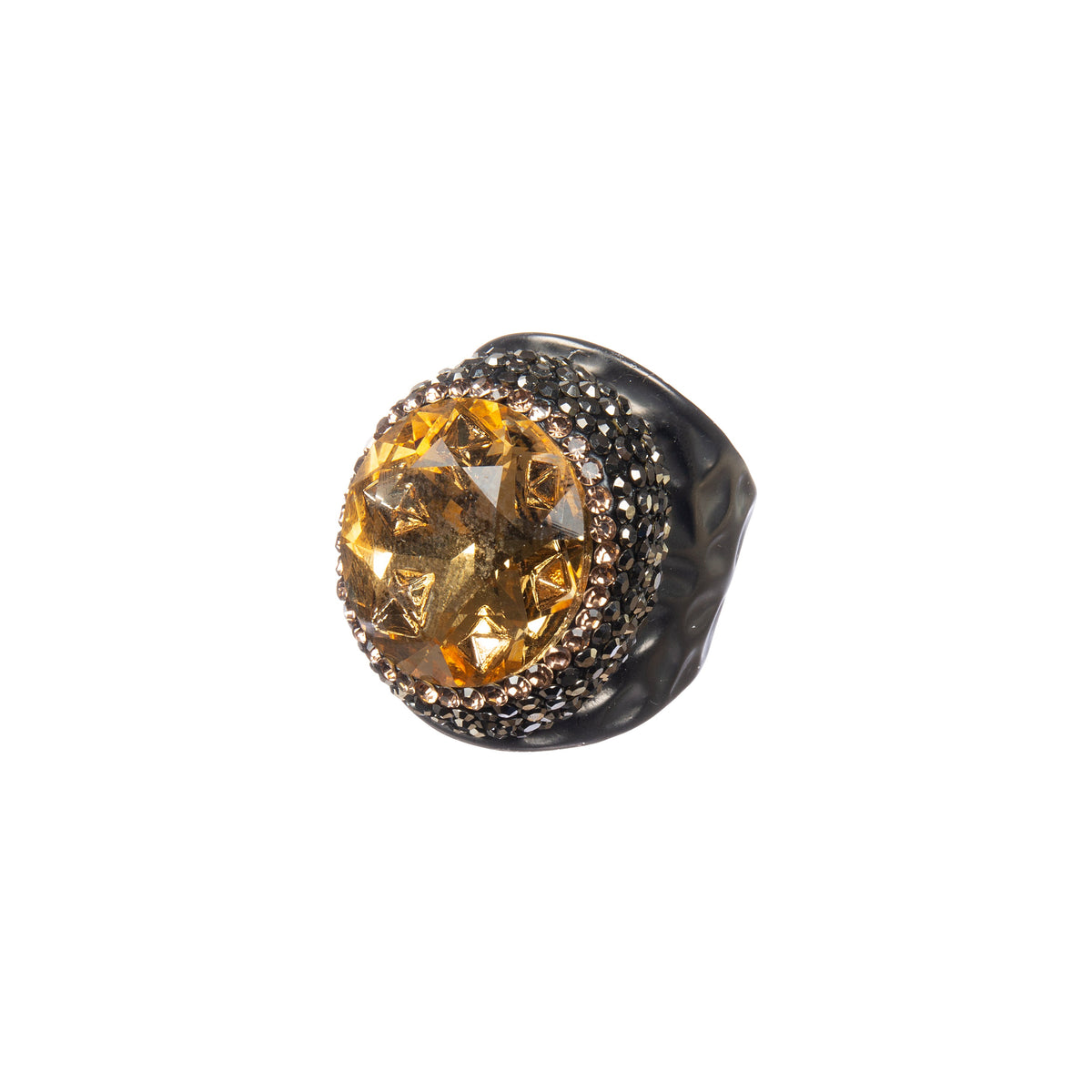 Glass Pavé Cocktail Ring R2723-Black - view 7